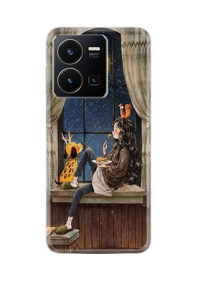 Vivo Y35 Kılıf Resimli Desenli Baskılı Silikon Ananas Camera Glass 1358