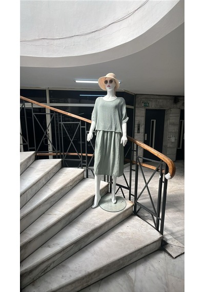 Eren Style İtalyan Müslin Keteni Üstü File Bluzlu Astarlı Tek Parça Elbise-9256 Su Yeşili Eren Style İtalyan Müslin Keteni Üstü File Bluzlu Astarlı Tek Parça Elbise-9256 Su Yeşili