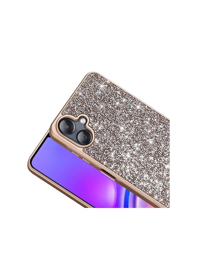 Zore Galaxy Uyumlu A06 Kılıf Parlak Taşlı Tasarım Ata Pırlanta Kapak - Pembe Pembe