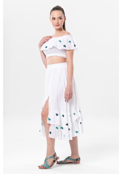 Eliş Şile Bezi Lavinya Vual Lastik Detaylı Nakışlı Yazlık Crop Bluz Beyaz Byz-beyaz Beyaz