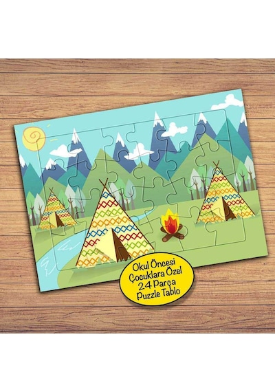 Kamp Alanı- Çadırlar Çocuklara Özel Puzzle Yapboz Tablo-271pz