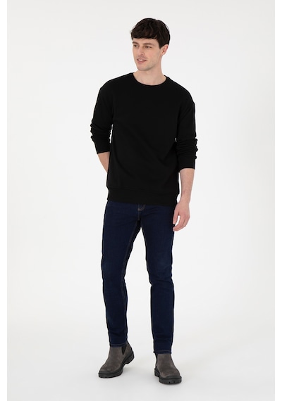 U.S. Polo Assn. Erkek Comfort Fit Bisiklet Yaka Siyah Sweatshirt 50293438-VR046