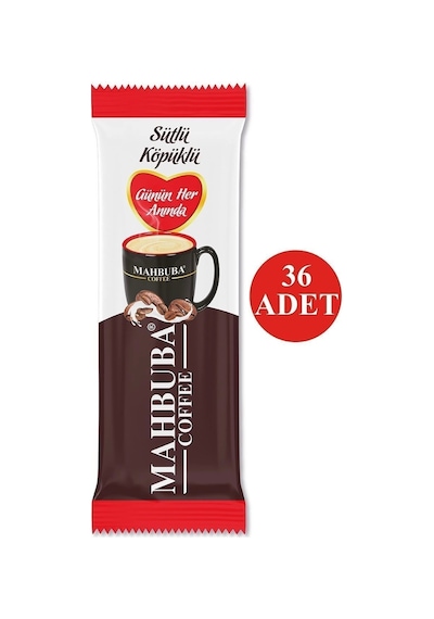 Mahbuba 3ü1 Arada Sütlü Köpüklü 36x10gr Mini Küçük Boy Ikramlık Otobüs Hazır Kahve Poşet Hazır