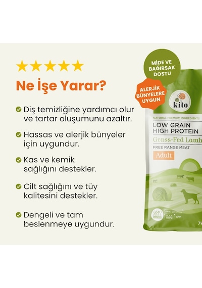 Kito Doğal Besi Kuzu Etli Yetişkin Köpek Maması 7 KG