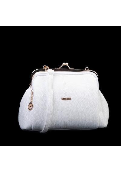 Nas Bag Burslu Klipsli Vintage Omuz Ve Çapraz Çanta 23x20 Cm Ebatlarındadır Beyaz Lopez Beyaz