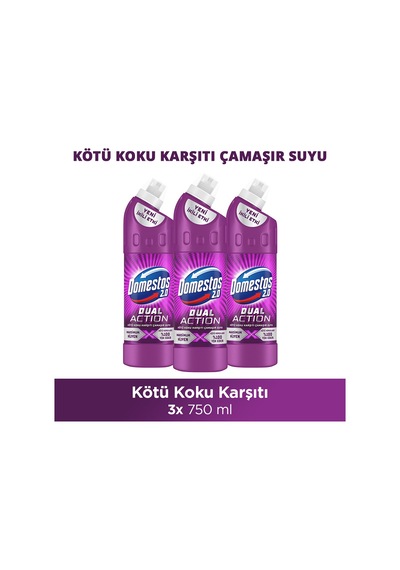 Domestos Dual Action Kötü Koku Karşıtı Çamaşır Suyu 750 Ml X3 Diğer