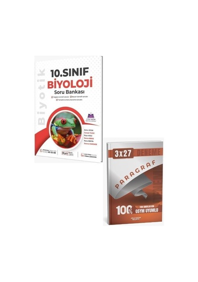 Biyotik 2027 10. Sınıf Biyoloji Soru Bankası Çözümlü + Anla Kazan Paragraf