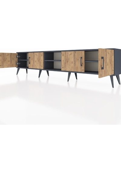 Arges Tv Ünitesi 3 Raflı 4 Kapaklı 220x30x51 Antrasit-çam/antrasit Atlas Çam/antrasıt - Antrasıt