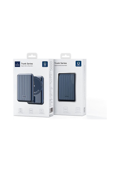 Wiwu PP02 15W 5000mAh Taşınabilir Wireless Şarj ve PD Hızlı Şarj Özellikli Powerbank Mavi