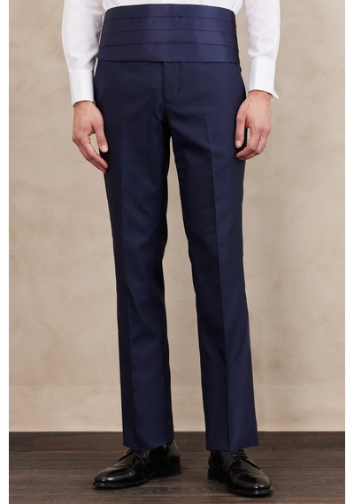 Ac&Co / Altınyıldız Classics Erkek Lacivert Slim Fit Dar Kesim Mono Yaka Desenli Yelekli Smokin Takım Lacivert