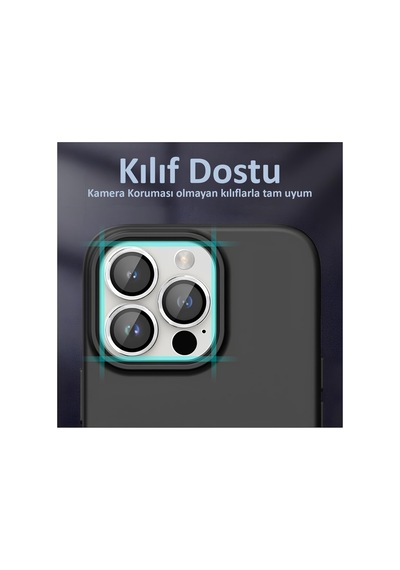 İphone 15 Pro / 15 Pro Max Uyumlu Safir Lens Çizilmez Dayanıklı Kamera Koruyucu