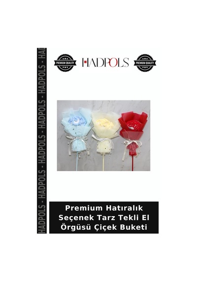 Premium Hatıralık Seçenek Tarz Tekli El Örgüsü Çiçek Buketi Çok Renkli