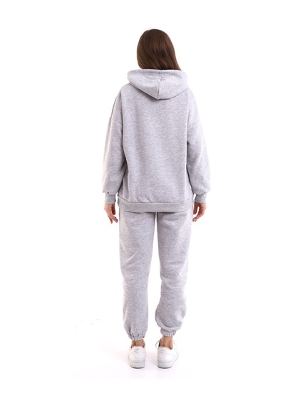Winmoda34 Boyfriend Oversize Eşofman Takımı Kapüşonlu Gri
