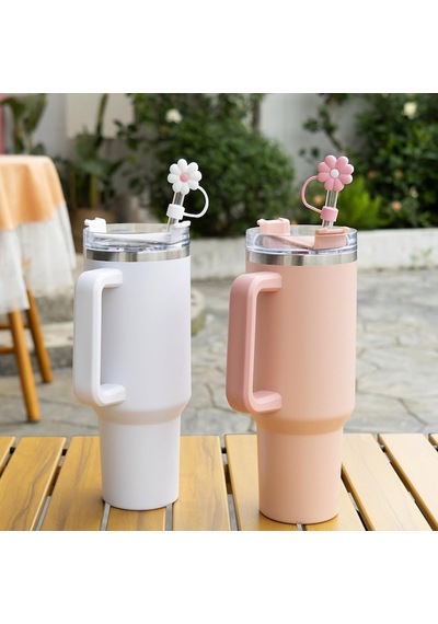 4'lü Pipet Kapak Seti, Silikon, 3 X 2 Cm, Kalibre 10 Mm, Çiçek Şekli, Bpa İçermez, Temizlemesi Kolay, Stanley Kupası İçin, Yeniden Kullanılabilir, Çok Renkli