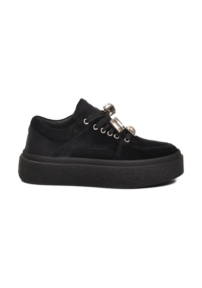 Guja Siyah Nubuk Bağcıklı Yüksek Taban Kadın Sneaker 25k475 Z Siyah