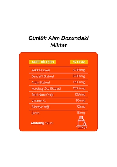 Dr. Henri Elidef Zencefil C Vitamini ve Çinko İçeren Takviye Edici Gıda 150 ML