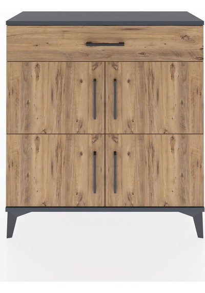 Arges Şifonyer 3 Raflı Tek Çekmeceli 4 Kapaklı 88x30x96 Antrasit-çam Antrasit