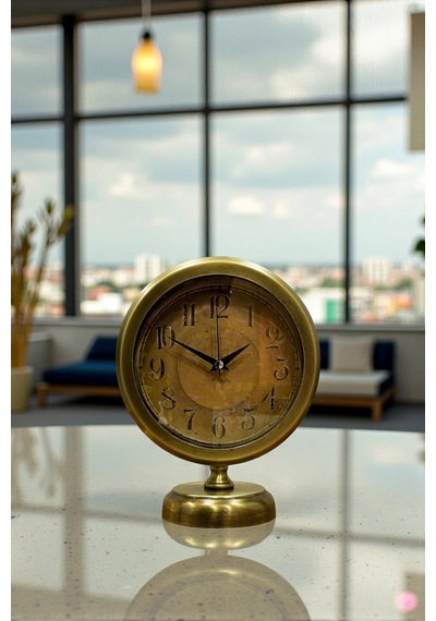 Retro Eskitme 25 X 20 Cm Metal Şık Masa Saati Çok Renkli