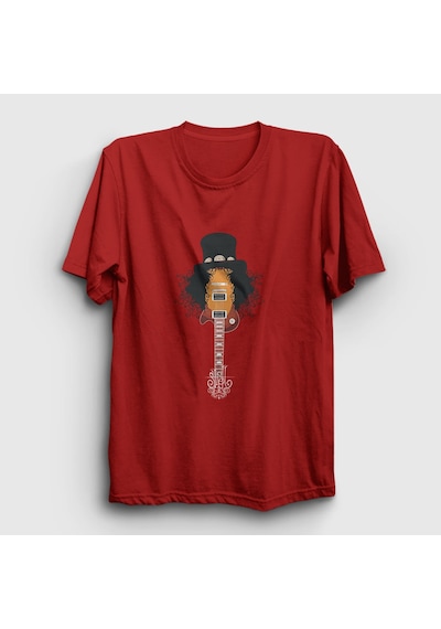Presmono Unisex Guitar Guns N' Roses Slash T-shirt Kırmızı