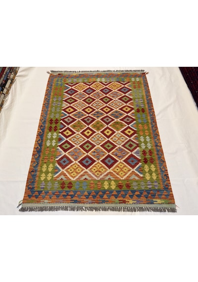 El Dokuma Afgan Kilim 100% Yün Kök Boya Harıka Desenlı Yeni Model Çok Renkli