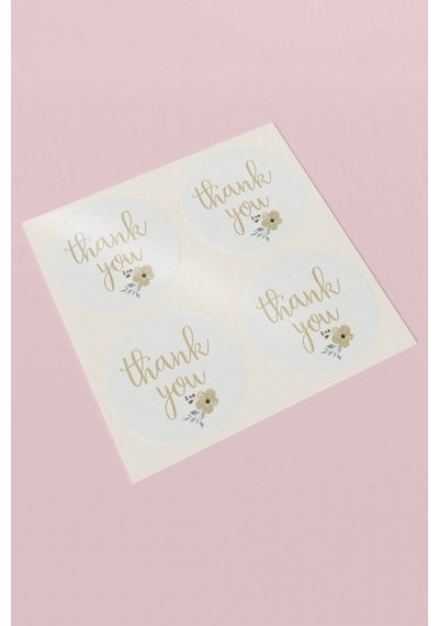 90 Adet Thank You Teşekkür Etiketi Gold Çiçek Desen 3x3cm St2005 Çok Renkli