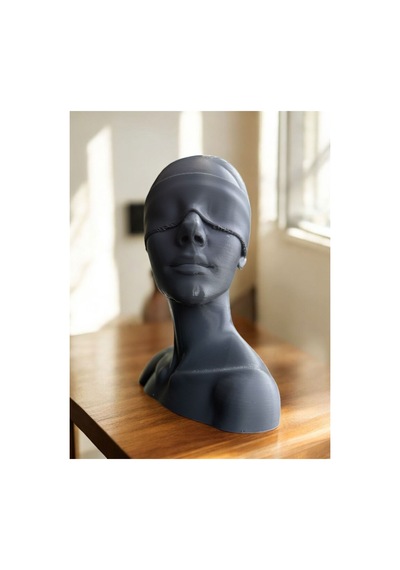Gözü Bağlı Kadın Büstü Heykel 17 Cm - 3d Yazıcı Baskı Dekoratif Biblo