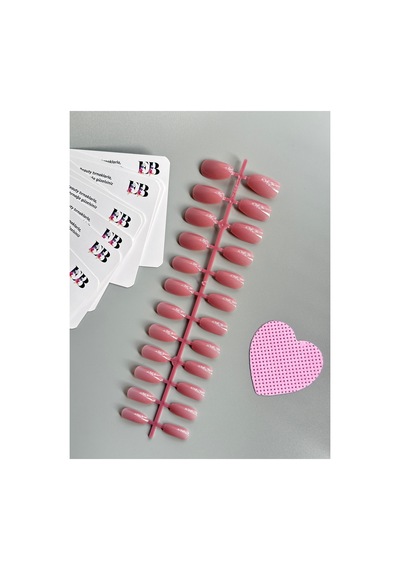 24 Adet Renkli Balerin Takma Tırnak Orta Uzun 309 Mercan Pembe