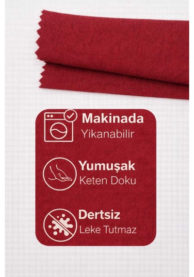 Perdeyap1980 Kadife Dokulu Bordo Renk Masa Örtüsü Bordo