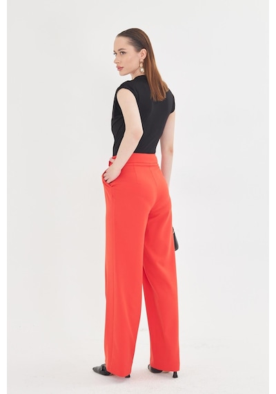Lovelf Toka Detay Bol Paça Pantolon Oranj Oranj