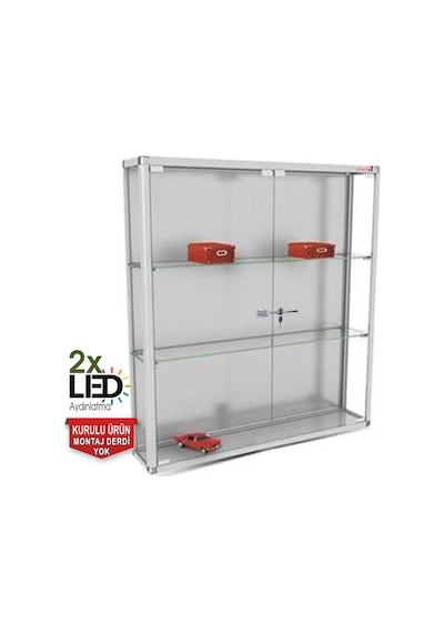 Camlı Vitrin - Cam Dolap - Camlı Koleksiyon Vitrini - Kurulu Ürün 100x100x20