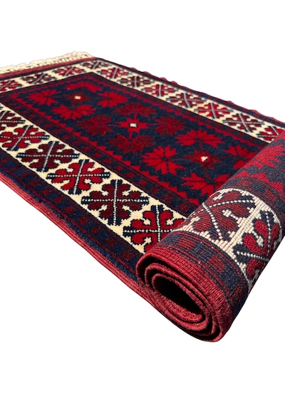 El Dokuma Sıfır Yağcıbedir Halısı 60x145 Kök Boya Yün Yolluk Kırmızı