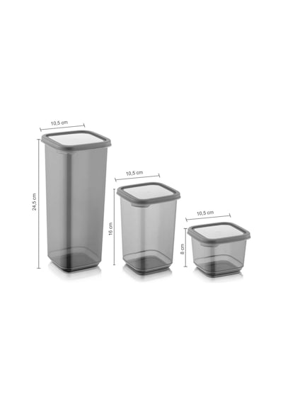 Meleni Home 18'li Multi Set Elisa Etiketli Kare Erzak Saklama Kabı Seti Antrasit 6x 0,50 Lt-1,10 Lt -1,70 Lt Çok Renkli