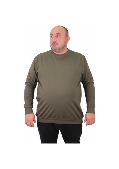 Starbattal Büyük Beden Sıfır Yaka Classic Sweat 23216 Hakı-Hakı