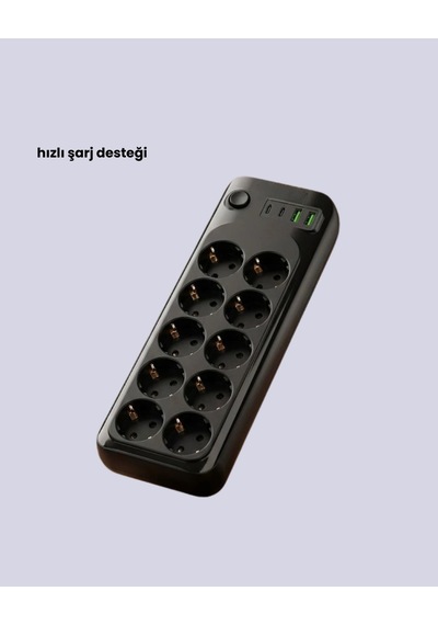 Usb Type-c Destekli 10 Lu Grup Priz Termal Korumalı 2m Kablo 2500w Diğer