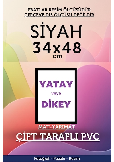 Siyah-22mm-34x48 Cm Mat Pvc Li Camsız Fotoğraf 500 Parça Puzzle Belge Çerçeve Yatay Dikey Asılabilme. 08288127