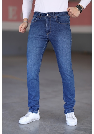 Myrab Denim Koyu Mavi Likralı Erkek Kot Pantolon - Regular Fit, Normal Bel, Kalın Kumaş Myrab Denim Koyu Mavi Likralı Erkek Kot Pantolon - Regular Fit, Normal Bel, Kalın Kumaş
