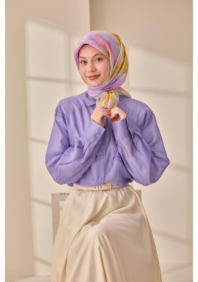 Silk Home Olinda İpek Eşarp 47004-08 Gümüş, Yanık Sarı, Turuncu, Lila, Pembe