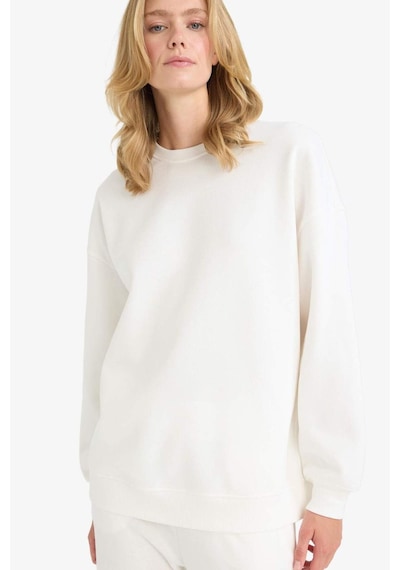 Defacto Oversize Geniş Kalıp Bisiklet Yaka Basic Düz Kalın Sweatshirt F9628ax25auer105 Ekru