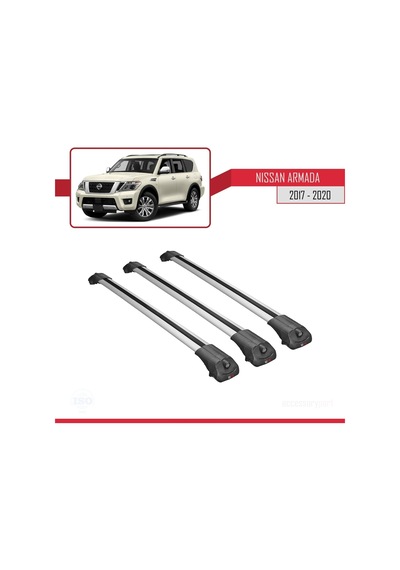 Nissan Armada Y62 2017-2020 Arası İle Uyumlu Ace-1 Ara Atkı Tavan Barı Gri 3 Adet Bar