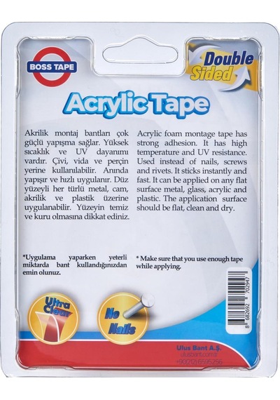 Şeffaf Çift Taraflı Akrilik Montaj Bandı-18 MM/2mt
