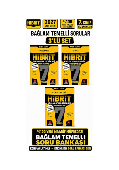 Hız 2027 7.sınıf Hibrit Matematik-türkçe-fen Konu Anlatımlı Etkinlikli Bağlam Temelli Soru Bankası Seti