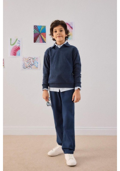 Defacto Erkek Çocuk Apaş Yaka Sweatshirt G3672a825cwnv256 Lacivert-nv256