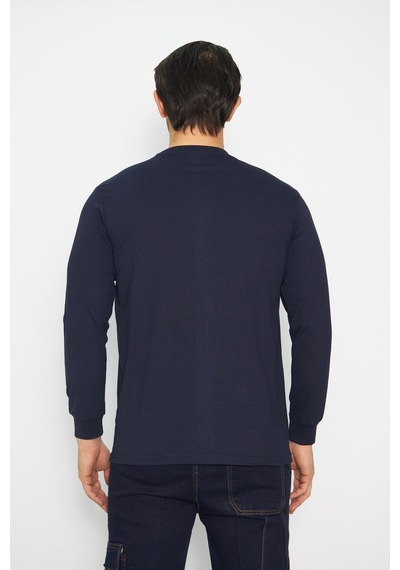 Mervem Uzun Kol Sıfır Yaka Sweatshirt Lacivert