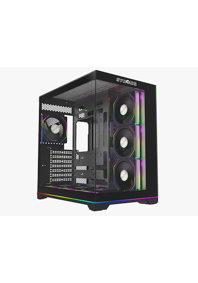 Strong Balerion 7x 120 Mm Fanlı Argb Kumandalı Şerit Ledli Atx Akvaryum Siyah Gaming Bilgisayar Kasası Powersız