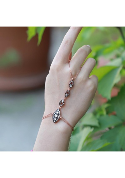 Elmas Montür Mekik Model Rose Gold Kaplama Gümüş Şahmeran Gümüş