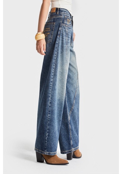 Itsbasic Kadın T.kot Rengi 35w5 Balon Baggy Fit İç Boy 83cm %100 Koton Denim Jean