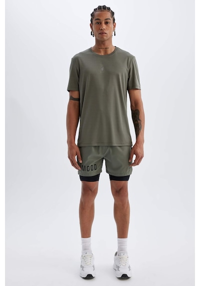 DeFactoFit Slim Fit Dar Kesim Bisiklet Yaka Baskılı Sporcu Kısa Kollu Tişört X6142AZ24AUKH398