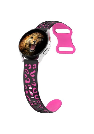 Galaxy Watch Active 2 40mm 20mm Uyumlu Silikon Kayış Kordon Krd-140 - Siyah-pembe - T42767