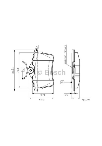 BOSCH 0986TB3091 Fren Balatası Arka 308 07- Sw Partner 08- Partner Tepee 08- / Berlingo 08-