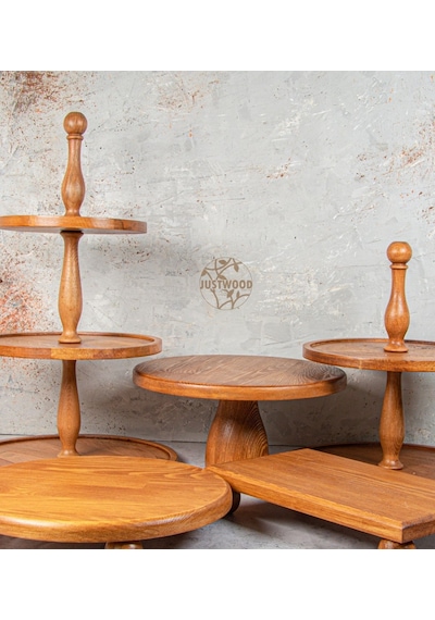 Justwood 5li 3 Katlı, 2 Katlı Kek Standı, 29 Cm Pastalık, 29 Cm R